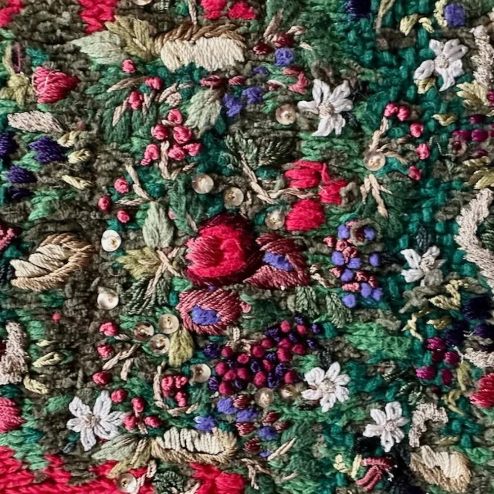 Red Christmas Tree Sweater Tunic, Embroidered, Tiara International Size L - Picture 13 of 13